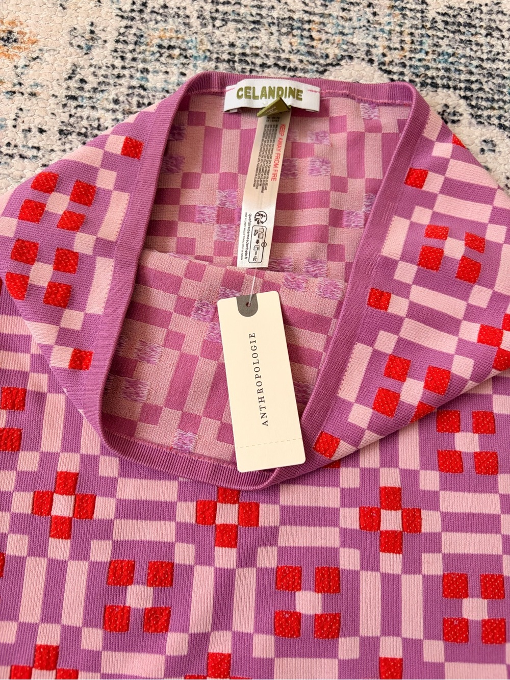 Anthropologie Purple and Red Checker Knit Skirt - Picture 5 of 6